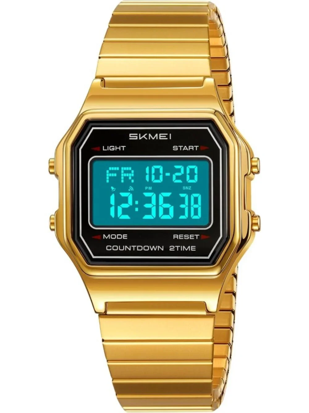 Unisex Retro Y2K Square Face Digital Watch - Waterproof, LED Backlight, Alarm
